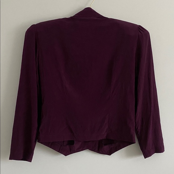 Vintage Structured Silk Blouse Plum Size S - Picture 7 of 7